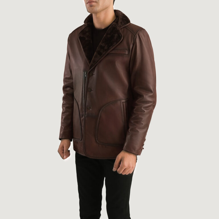 Mens Rocky Brown Fur Leather Coat Side Pose-3-1701086846132